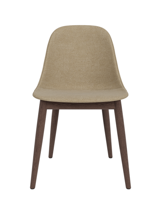 Harbour Side Dining Chair in beige Audo Bouclé 02 upholstery with a dark stained oak wooden base.