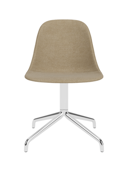 Harbour Side Dining Chair featuring beige Audo Bouclé 02 upholstery and a polished aluminium swivel star base.