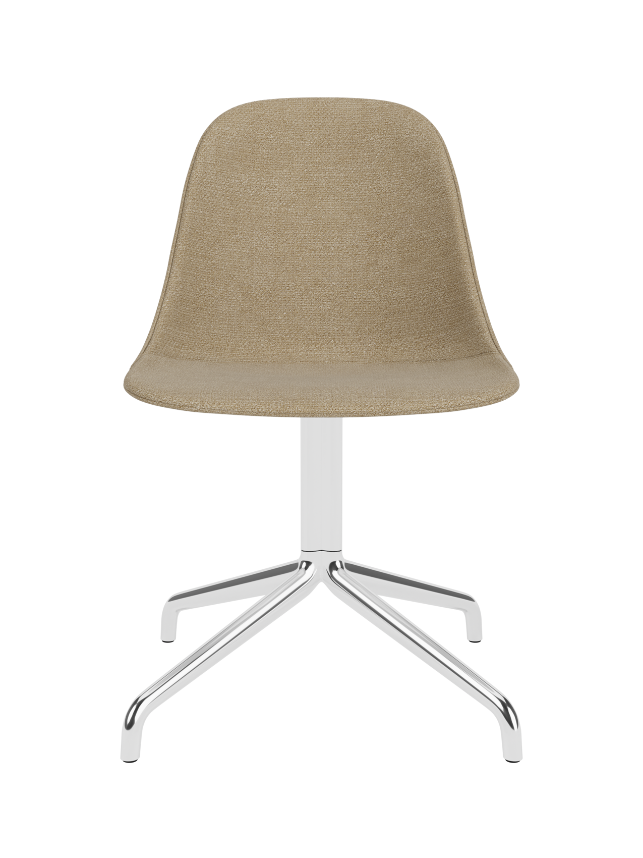 Harbour Side Dining Chair with tan Audo Bouclé upholstery and a polished aluminium star base.