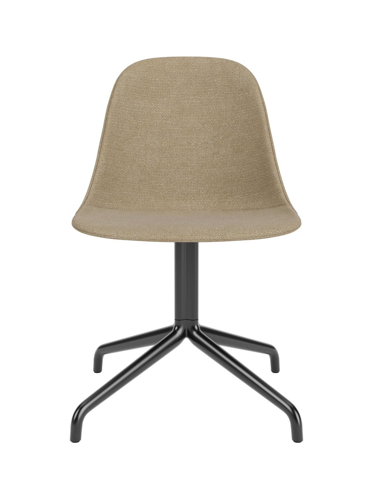 Harbour Side Dining Chair in beige Audo Bouclé 02 upholstery with a sleek black star swivel base.