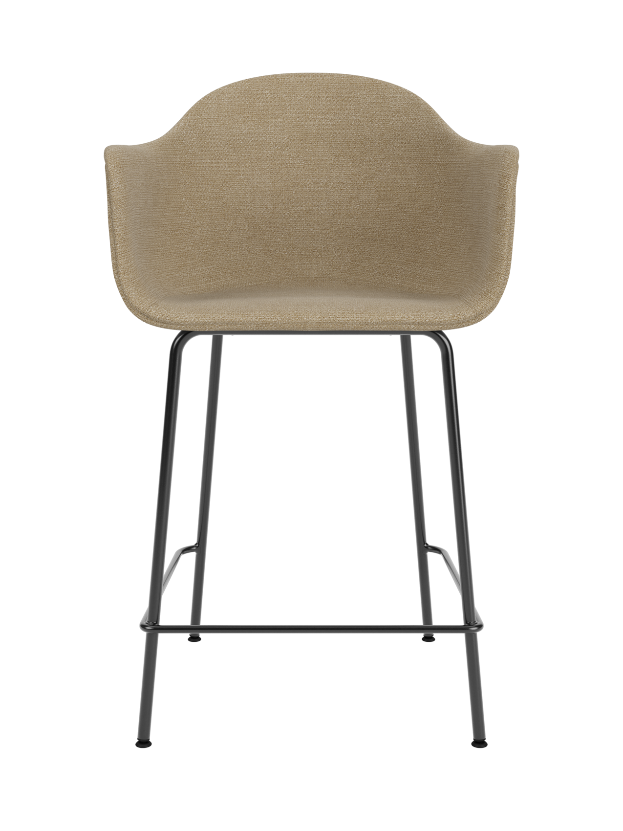 Harbour Counter Chair in beige Audo Bouclé 02 upholstery with slender black powder-coated steel legs.