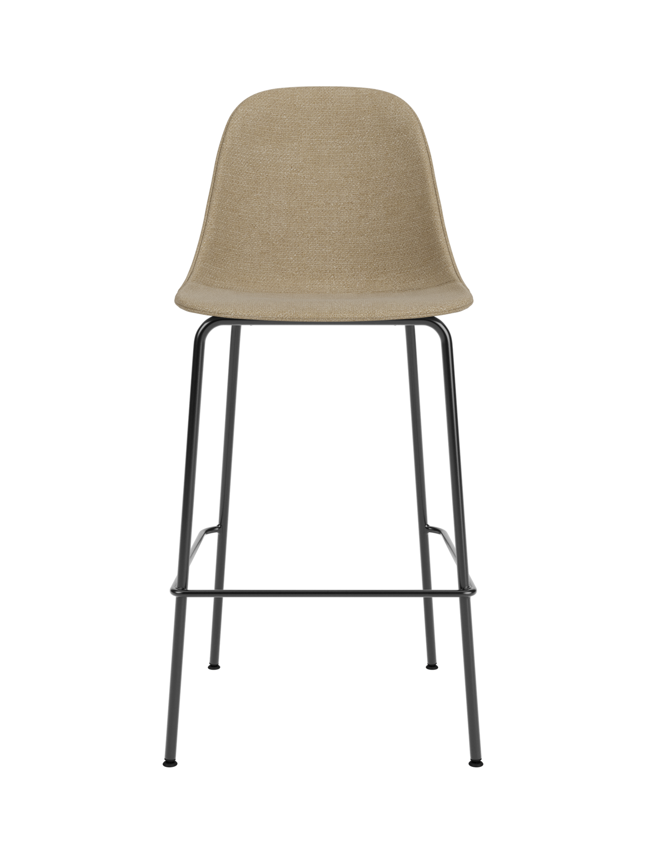 Harbour Side Counter Chair upholstered in beige Audo Bouclé 02 with slim black powder-coated steel legs.