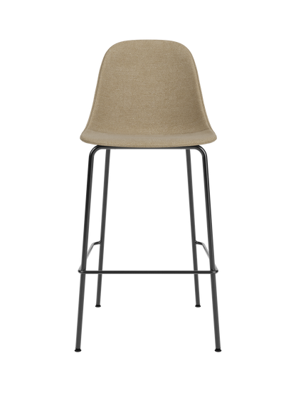 Harbour Side Counter Chair upholstered in beige Audo Bouclé 02 with slim black powder-coated steel legs.