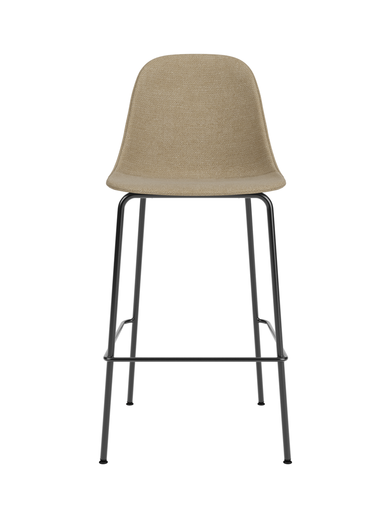 Upholstered Harbour Side Bar Chair in beige Audo Bouclé 02 fabric with a minimalist black steel frame.