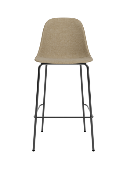 Upholstered Harbour Side Bar Chair in beige Audo Bouclé 02 fabric with a minimalist black steel frame.