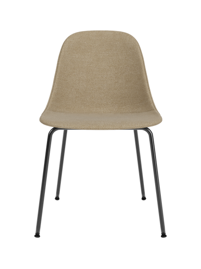 Harbour Side Dining Chair upholstered in sand Audo Bouclé 02 fabric with a minimalist black steel base.