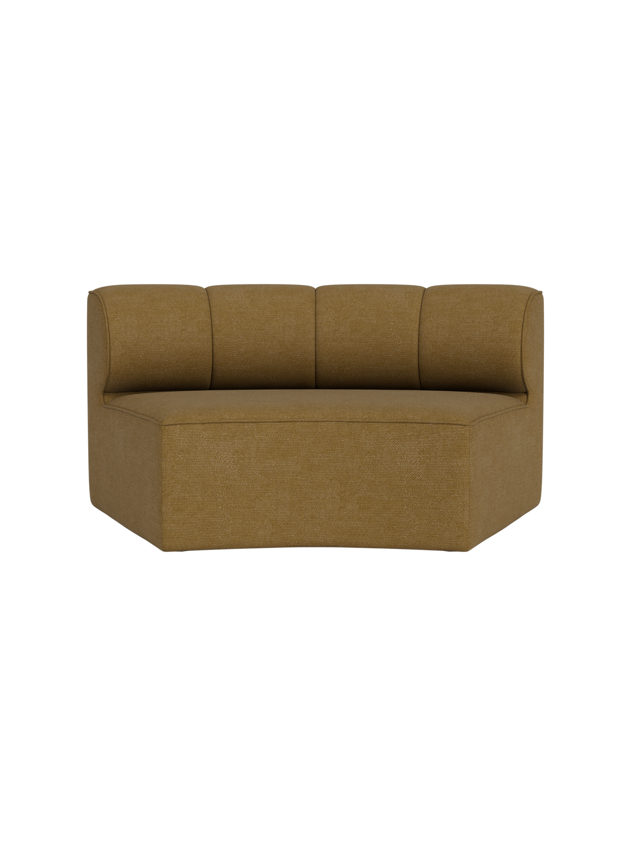 Ochre Audo Bouclé 06 Eave Seamline Modular Sofa Concave Open Section with a curved backrest and vertical seams.