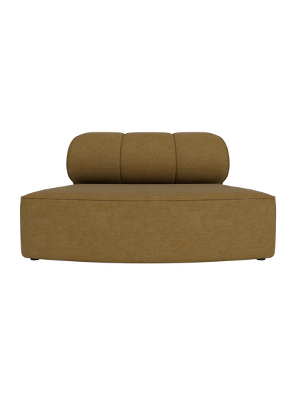 Eave Seamline Modular Sofa Convex Open Section in ochre Audo Bouclé 06 fabric with a rounded, segmented backrest.