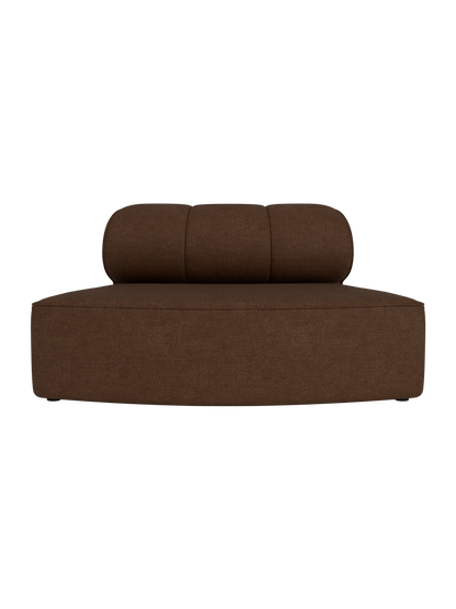 Dark brown Eave Seamline Modular Sofa 86 Convex Open Section in Audo Bouclé 07 with a curved back and textured finish.