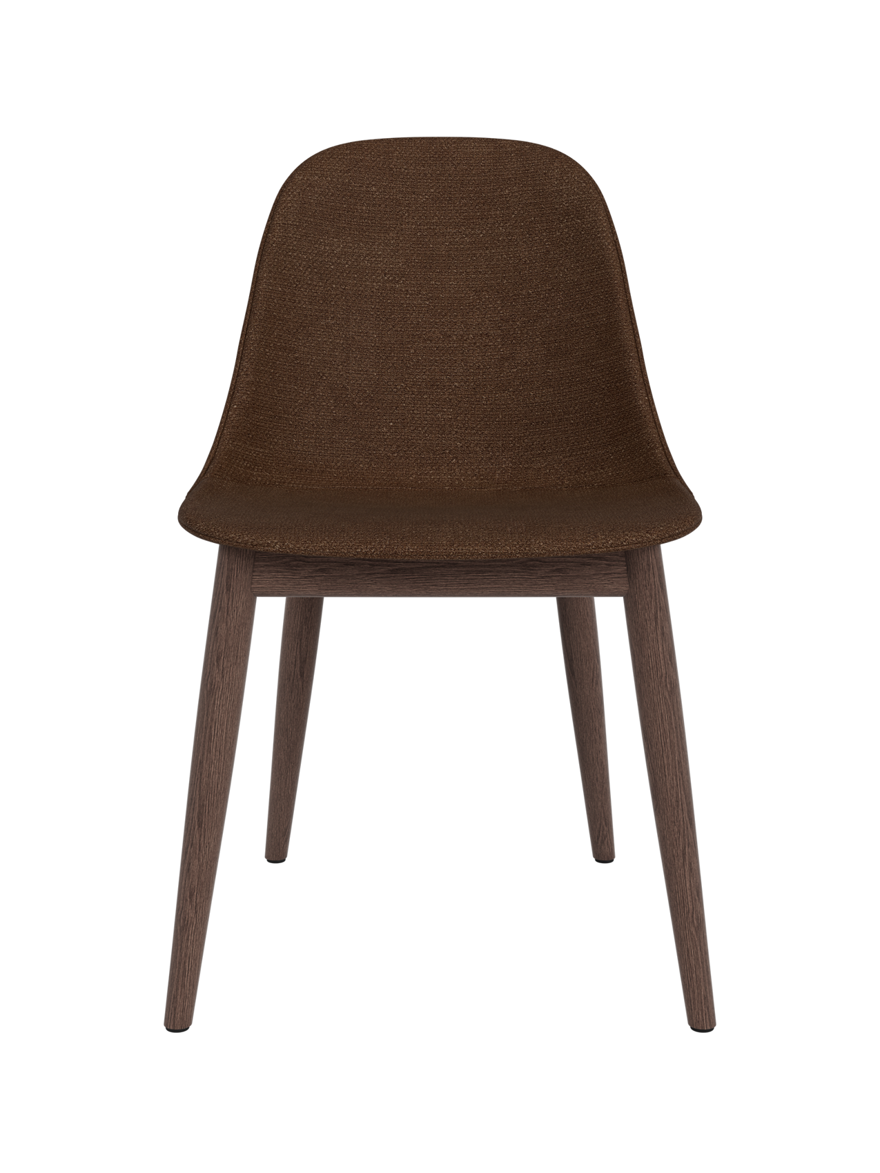 Harbour Side Dining Chair featuring brown Audo Bouclé 07 upholstery and a dark stained oak wooden base.