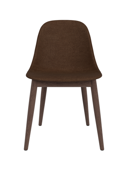Harbour Side Dining Chair featuring brown Audo Bouclé 07 upholstery and a dark stained oak wooden base.