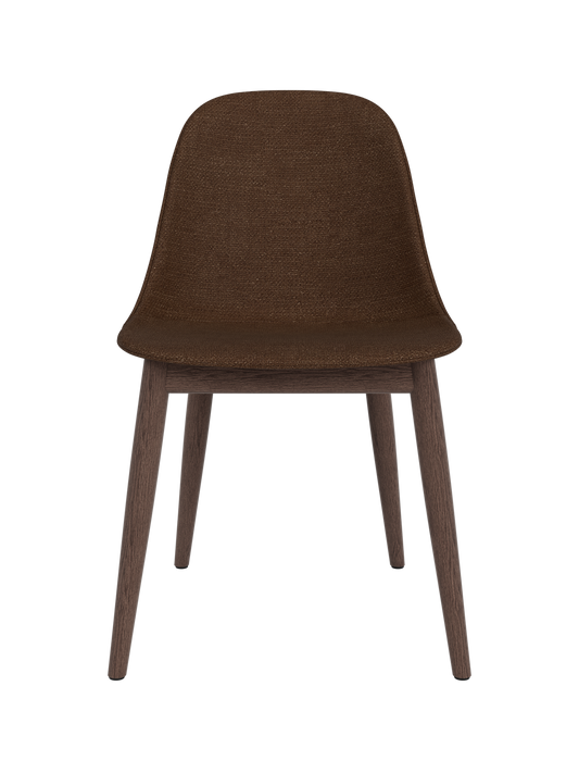 Harbour Side Dining Chair featuring brown Audo Bouclé 07 upholstery and a dark stained oak wooden base.