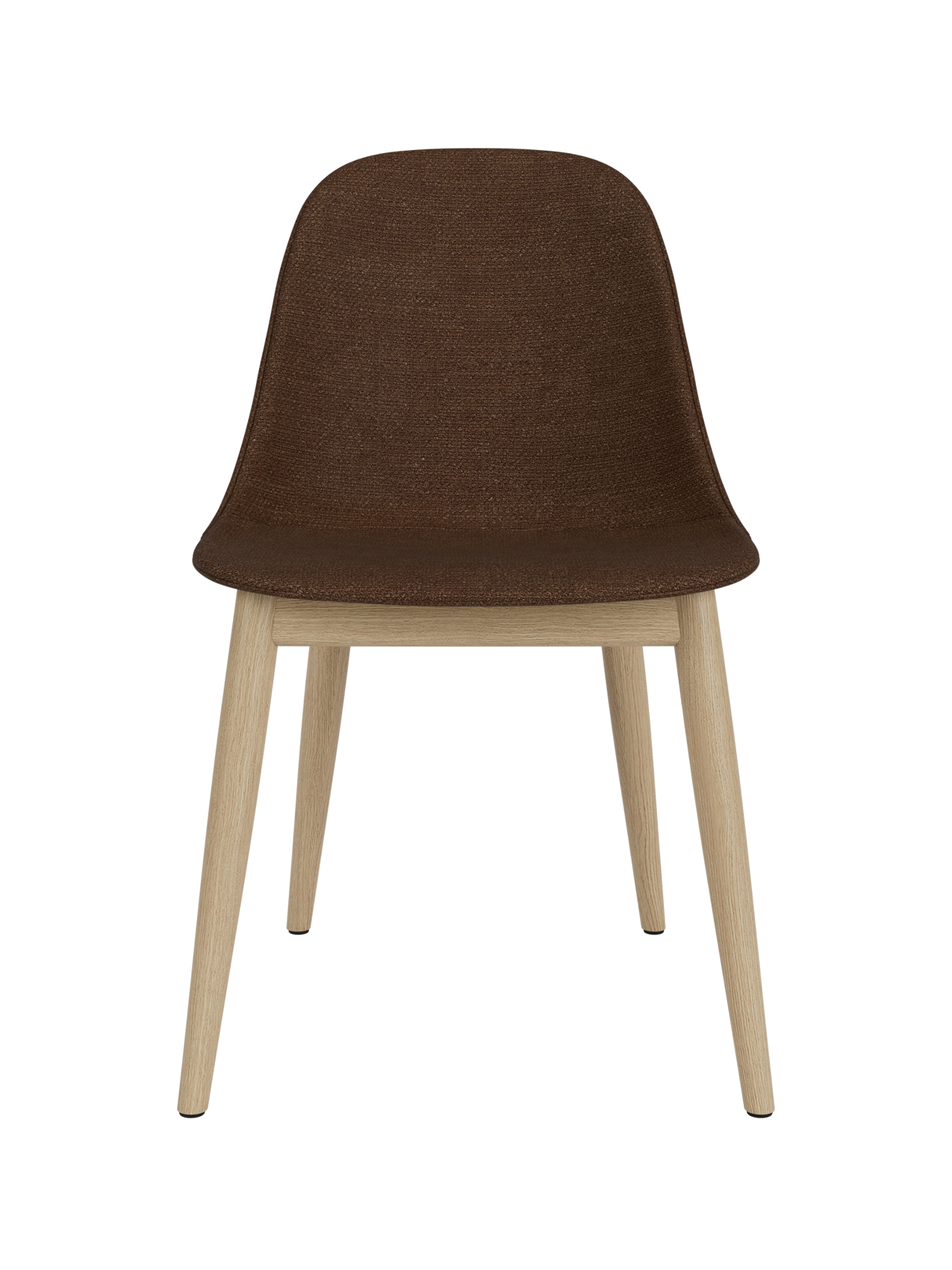 Upholstered Harbour Side Dining Chair in brown Audo Bouclé 07 with a natural oak wooden base.
