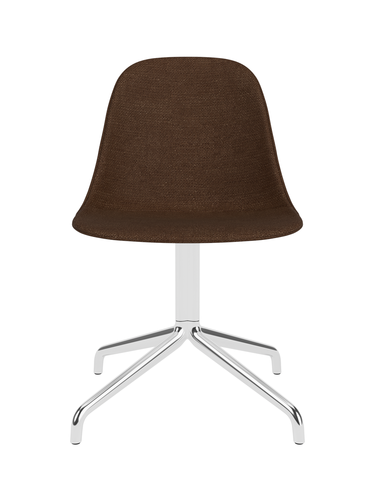Harbour Side Dining Chair in brown Audo Bouclé 07 fabric with a polished aluminium star base.