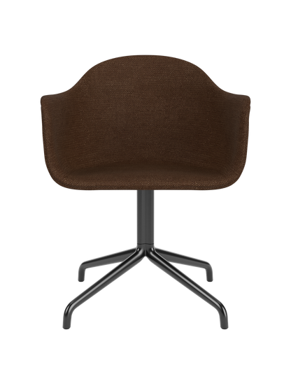 Harbour Dining Chair with a black star base and dark brown Audo Bouclé 07 upholstered shell.