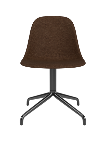 Harbour Side Dining Chair in dark brown Audo Bouclé 07 fabric with a black powder-coated aluminium star swivel base.