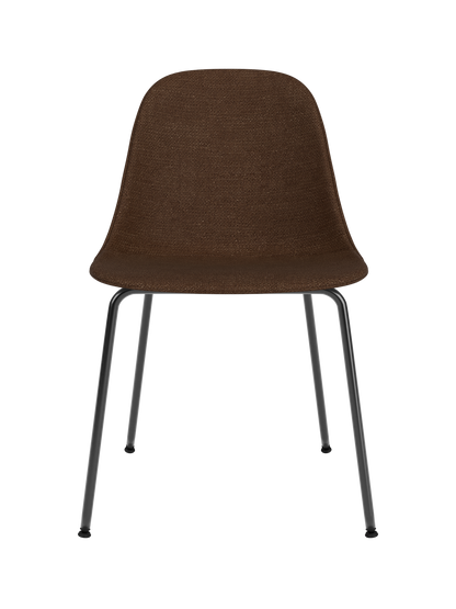 Harbour Side Dining Chair in brown Audo Bouclé 07 upholstery with a black steel base on a white background.
