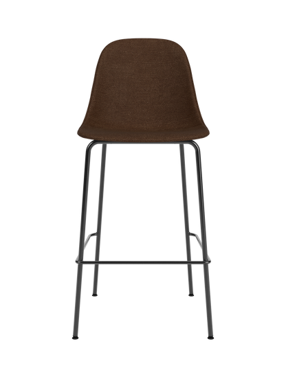 Harbour Side Counter Chair upholstered in brown Audo Bouclé 07 fabric with a slender black powder-coated steel base.