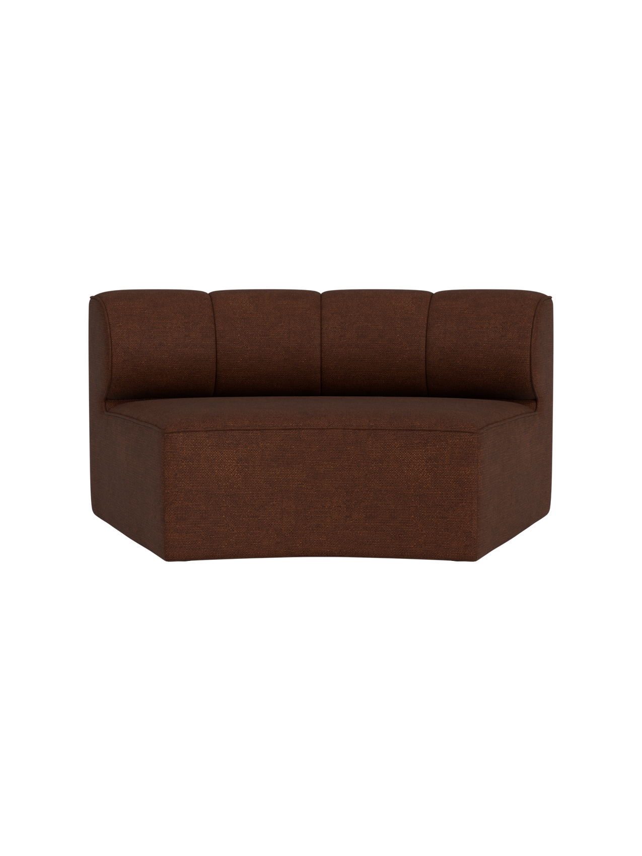 Eave Seamline Modular Sofa Concave Open Section in dark brown Audo Bouclé 08 textured fabric.