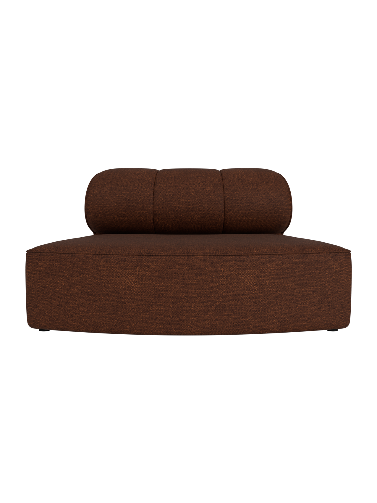 Eave Seamline Modular Sofa 86 Convex Open Section in brown Audo Bouclé 08 fabric, with a curved back and textured finish.