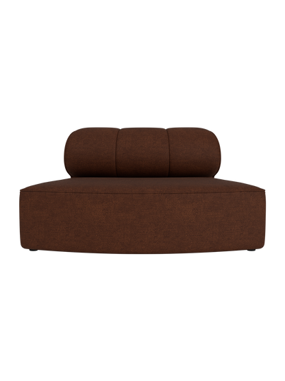 Eave Seamline Modular Sofa 86 Convex Open Section in brown Audo Bouclé 08 fabric, with a curved back and textured finish.