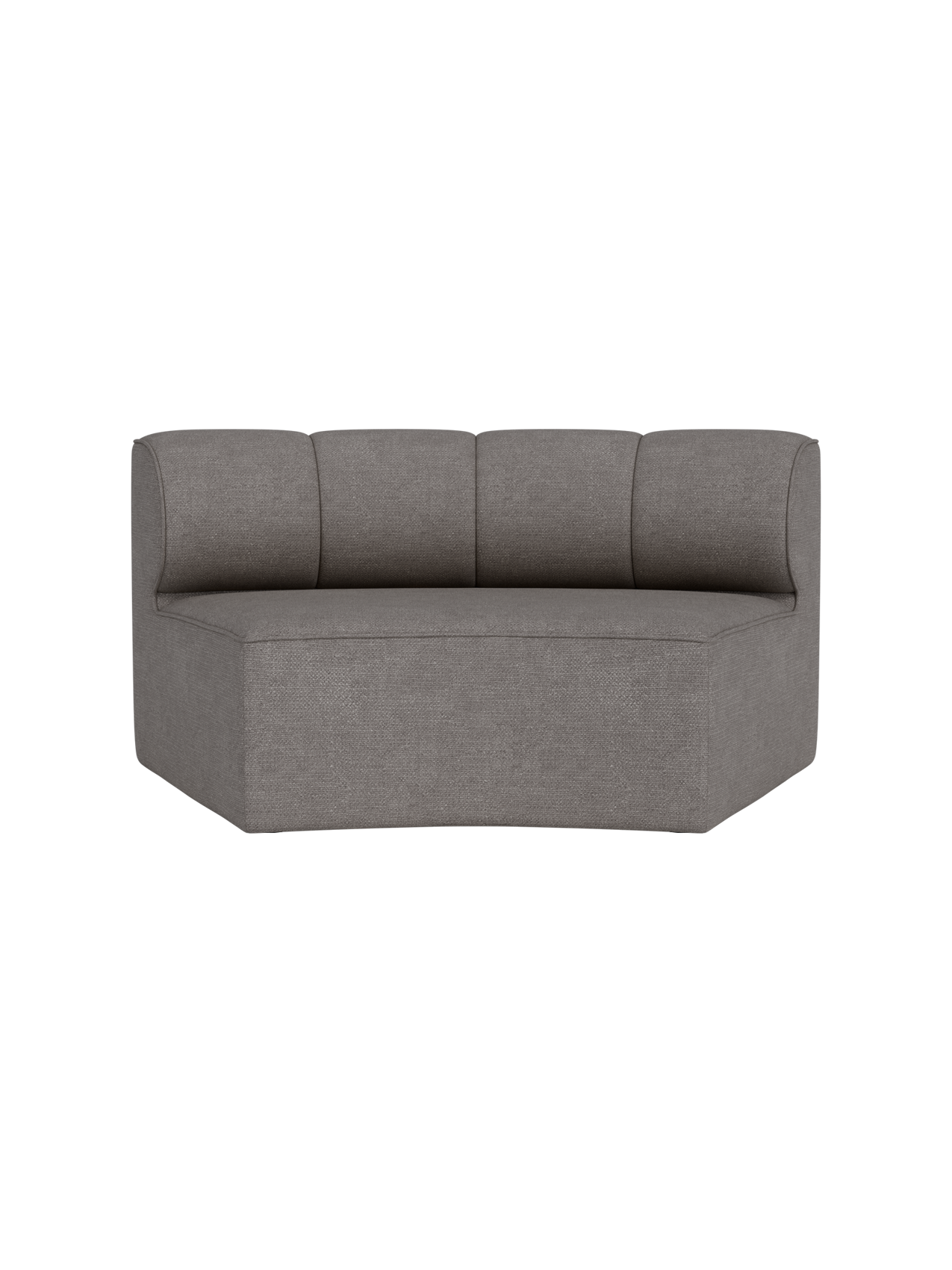 Grey Eave Seamline Modular Sofa 86 Concave Open Section in textured Audo Bouclé fabric with a curved silhouette.