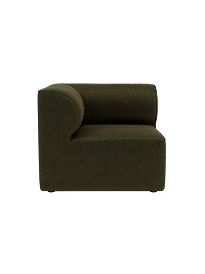Dark olive green Eave Modular Sofa 86 Corner upholstered in Champion 035 fabric with minimalist curved eaves.