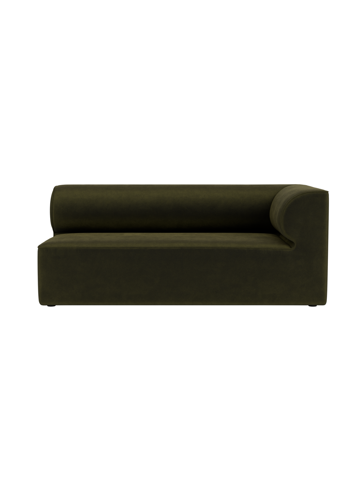 Eave Modular Sofa Corner 172 in dark olive Champion 035 upholstery, featuring a minimalist design and a curved backrest.