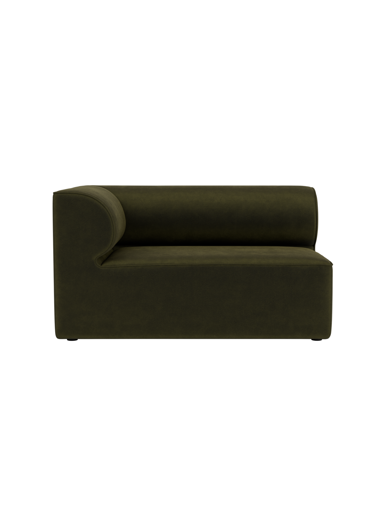 Eave Modular Sofa Corner 129 in dark green Champion 035 upholstery, featuring a deep seat and curved backrest.