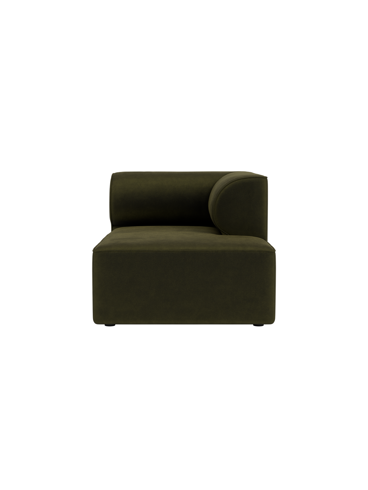 Dark olive green Eave Modular Sofa Chaise Longue in Champion 035 fabric with a low-slung, curved profile.