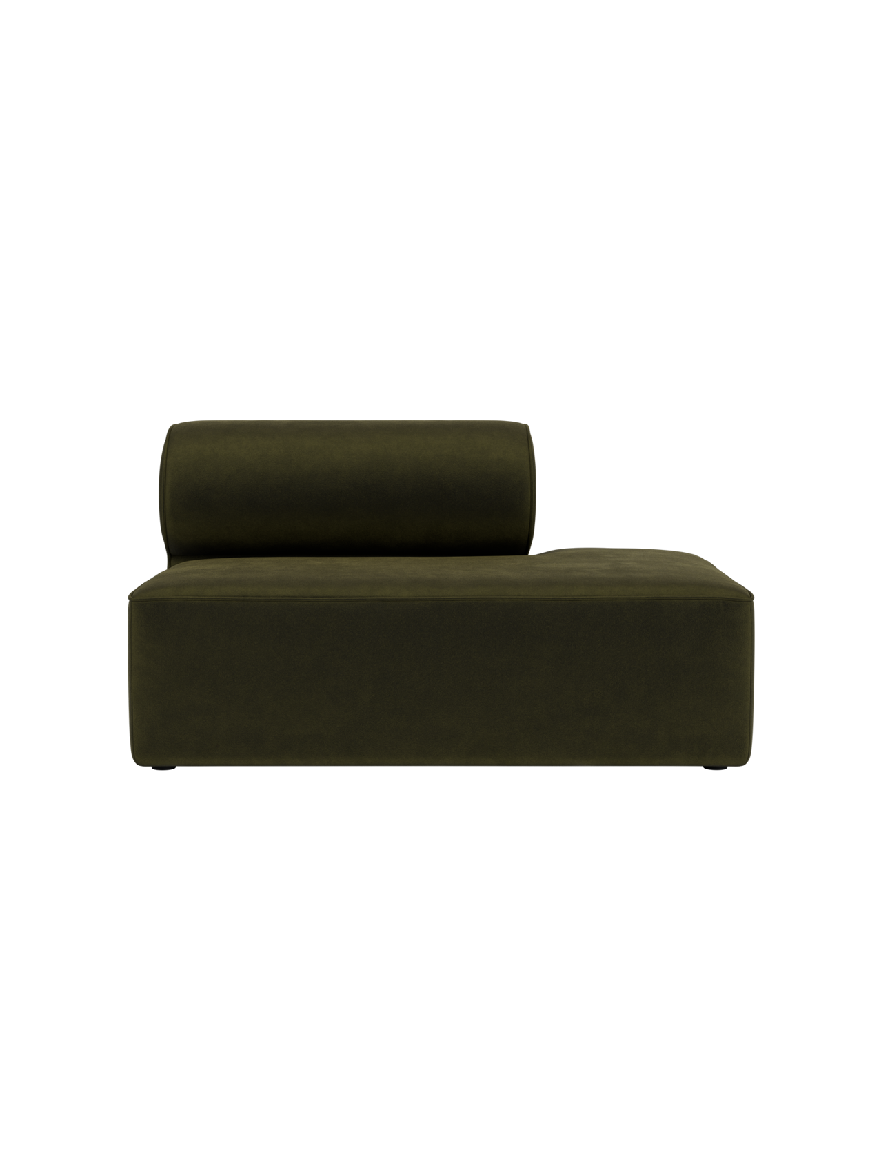 Dark green Champion 035 Eave Modular Sofa Open End featuring a minimalist low profile and curved backrest.