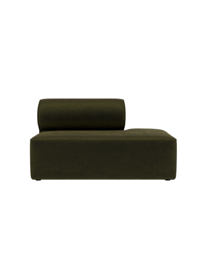 Dark green Champion 035 Eave Modular Sofa Open End featuring a minimalist low profile and curved backrest.