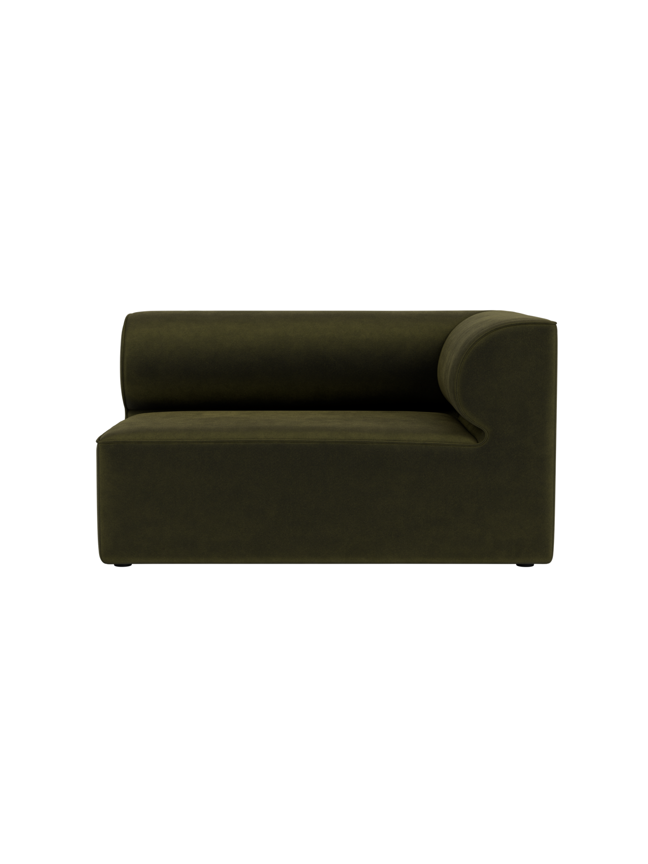 Eave Modular Sofa Corner 129 in dark olive Champion 035 upholstery, featuring a curved backrest and deep seat.