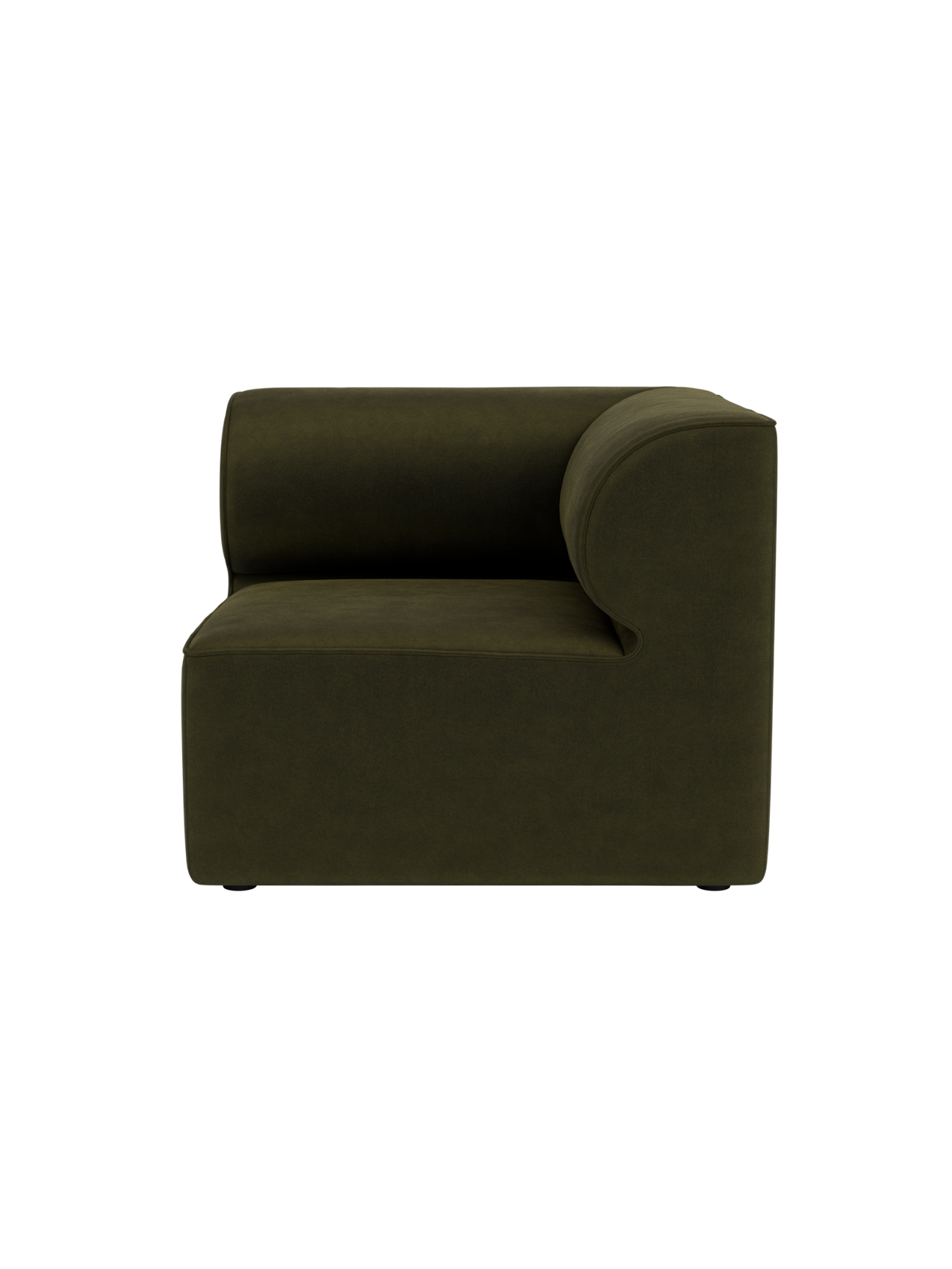 Eave Modular Sofa 86 Corner upholstered in dark olive Champion 035 fabric, featuring distinctive curved backrest eaves.