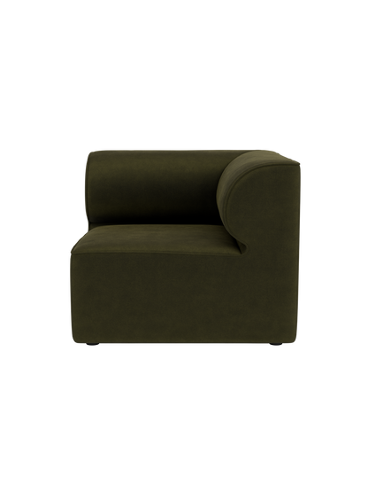 Eave Modular Sofa 86 Corner upholstered in dark olive Champion 035 fabric, featuring distinctive curved backrest eaves.