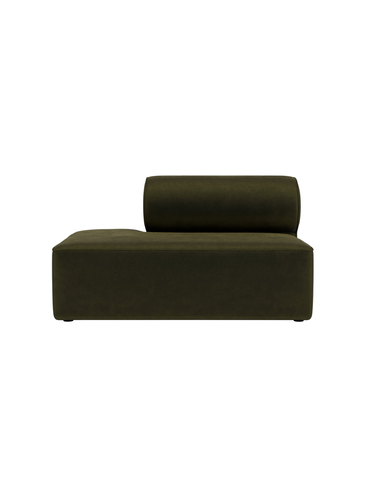 Eave Modular Sofa Open End in dark green Champion 035 upholstery with a curved backrest and deep, rectangular seat.