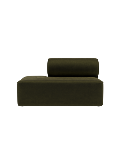 Eave Modular Sofa Open End in dark green Champion 035 upholstery with a curved backrest and deep, rectangular seat.