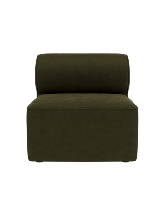 Eave Modular Sofa 86 Open Section in dark olive green Champion 035 upholstery with a signature curved backrest.