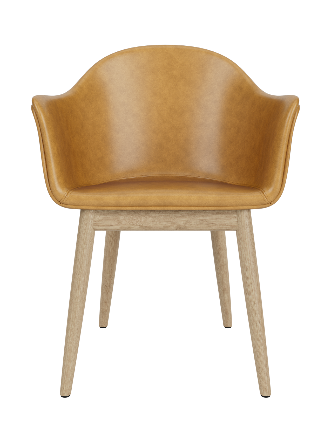 Harbour Dining Chair featuring a natural oak wooden base and tan Dakar 0250 leather upholstery.