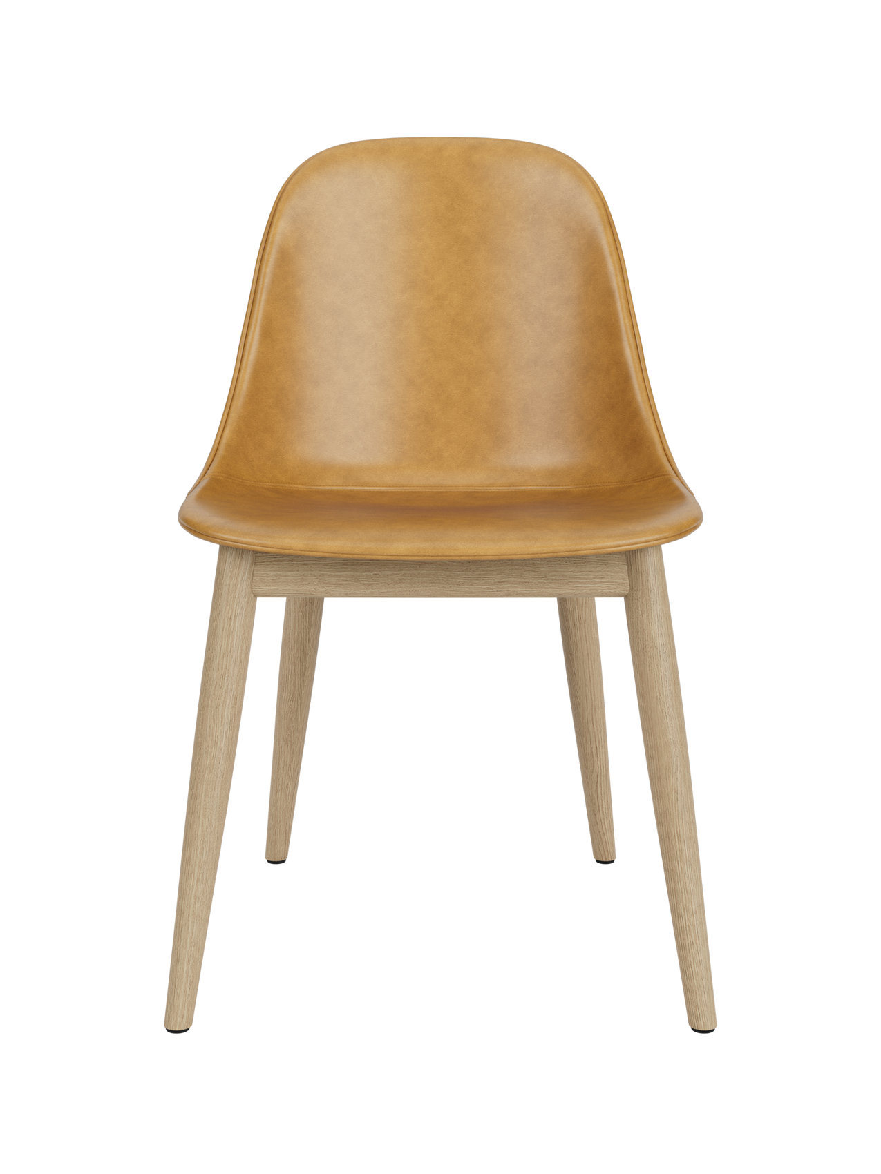 Harbour Side Dining Chair featuring tan Dakar 0250 leather upholstery and a solid natural oak wooden base.
