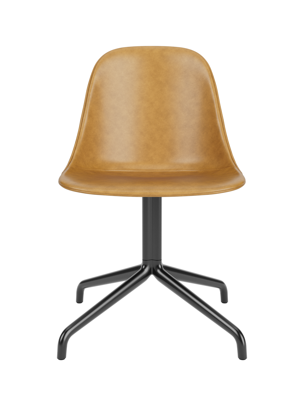Harbour Side Dining Chair in tan Dakar 0250 leather, featuring a four-legged black powder-coated star base.