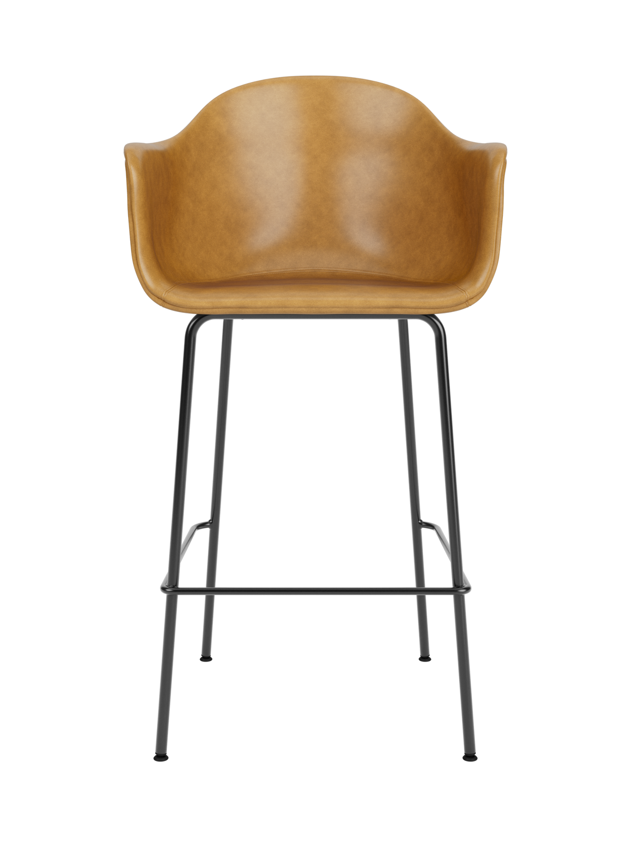 Tan leather Harbour Bar Chair in Dakar 0250 with a sculptural seat and slim black powder-coated steel legs.