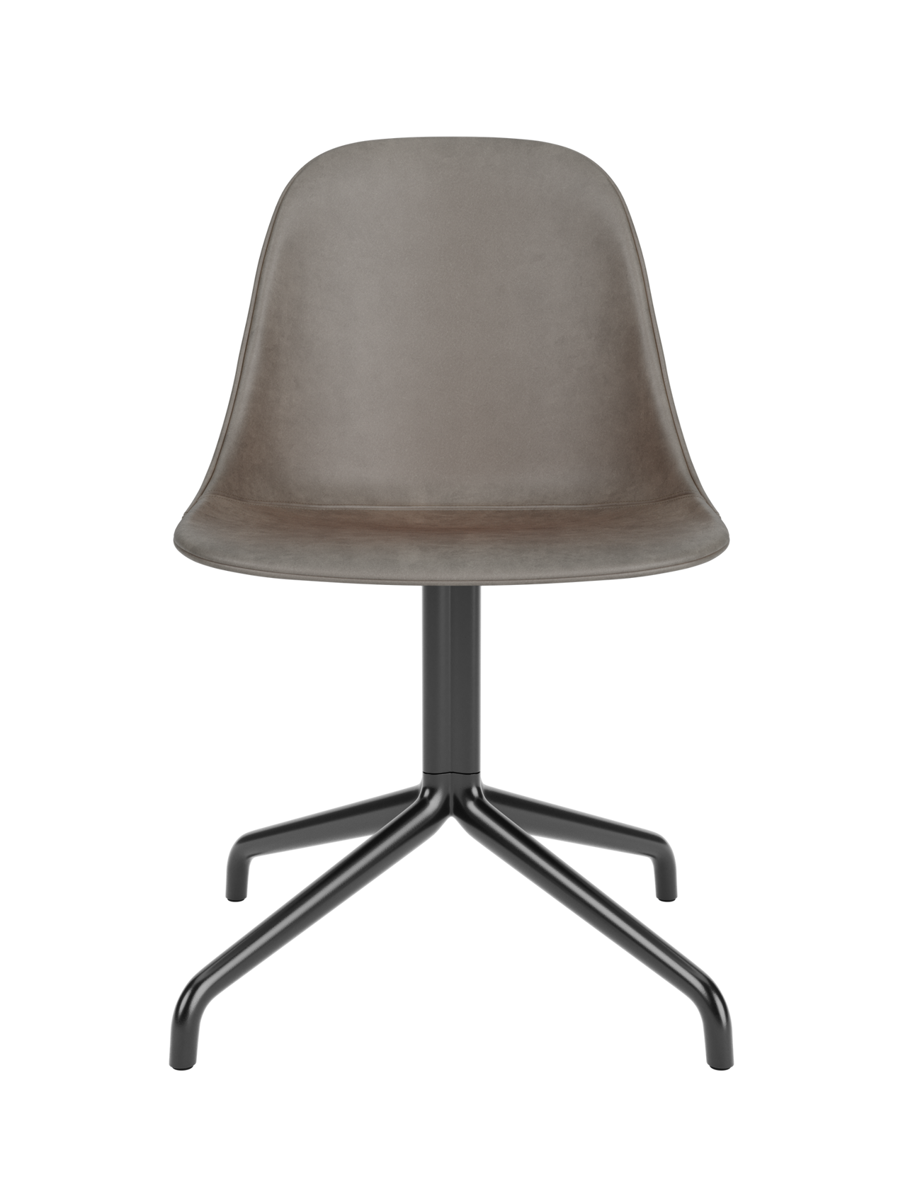 Harbour Side Dining Chair featuring a brown Dakar 0311 leather shell and a black powder-coated aluminium star base.