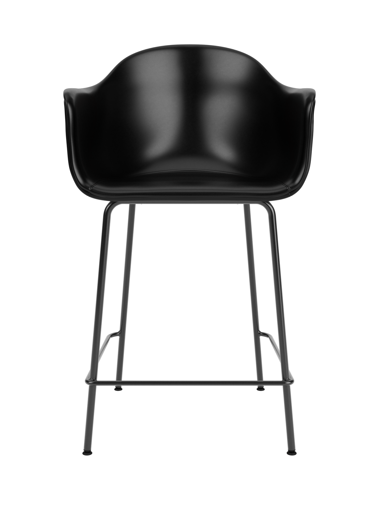 Harbour Counter Chair with black Dakar leather upholstery and a slender black powder-coated steel base.