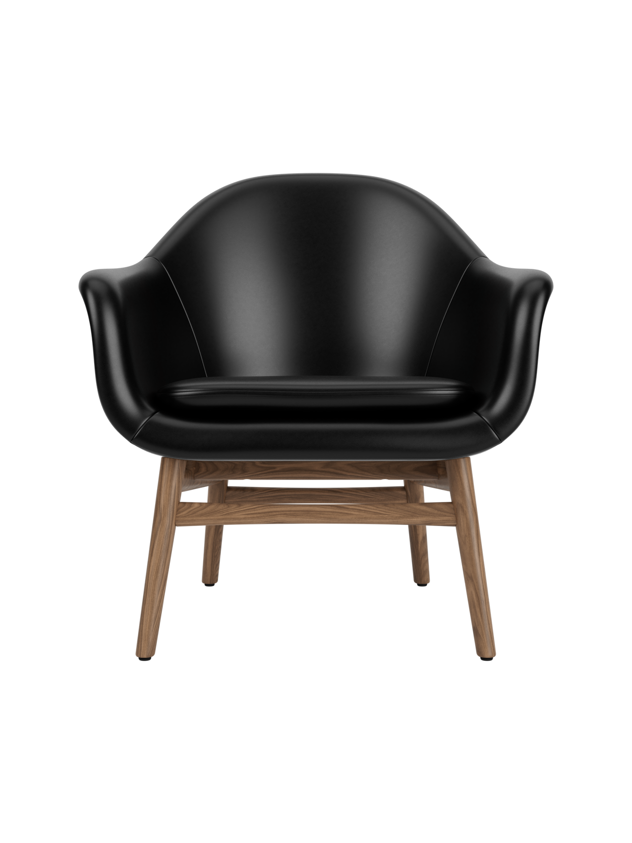Harbour Lounge Chair featuring black Dakar 0842 upholstery and a solid walnut wood frame.