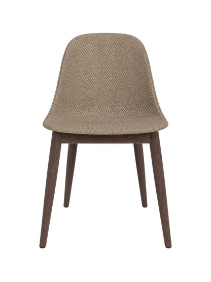 Harbour Side Dining Chair featuring Logan Flint upholstery and a dark stained oak wooden base.