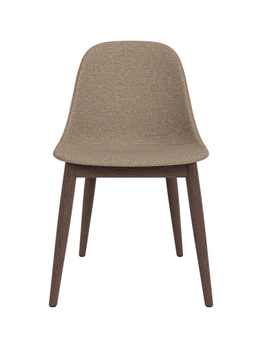 Harbour Side Dining Chair featuring Logan Flint upholstery and a dark stained oak wooden base.
