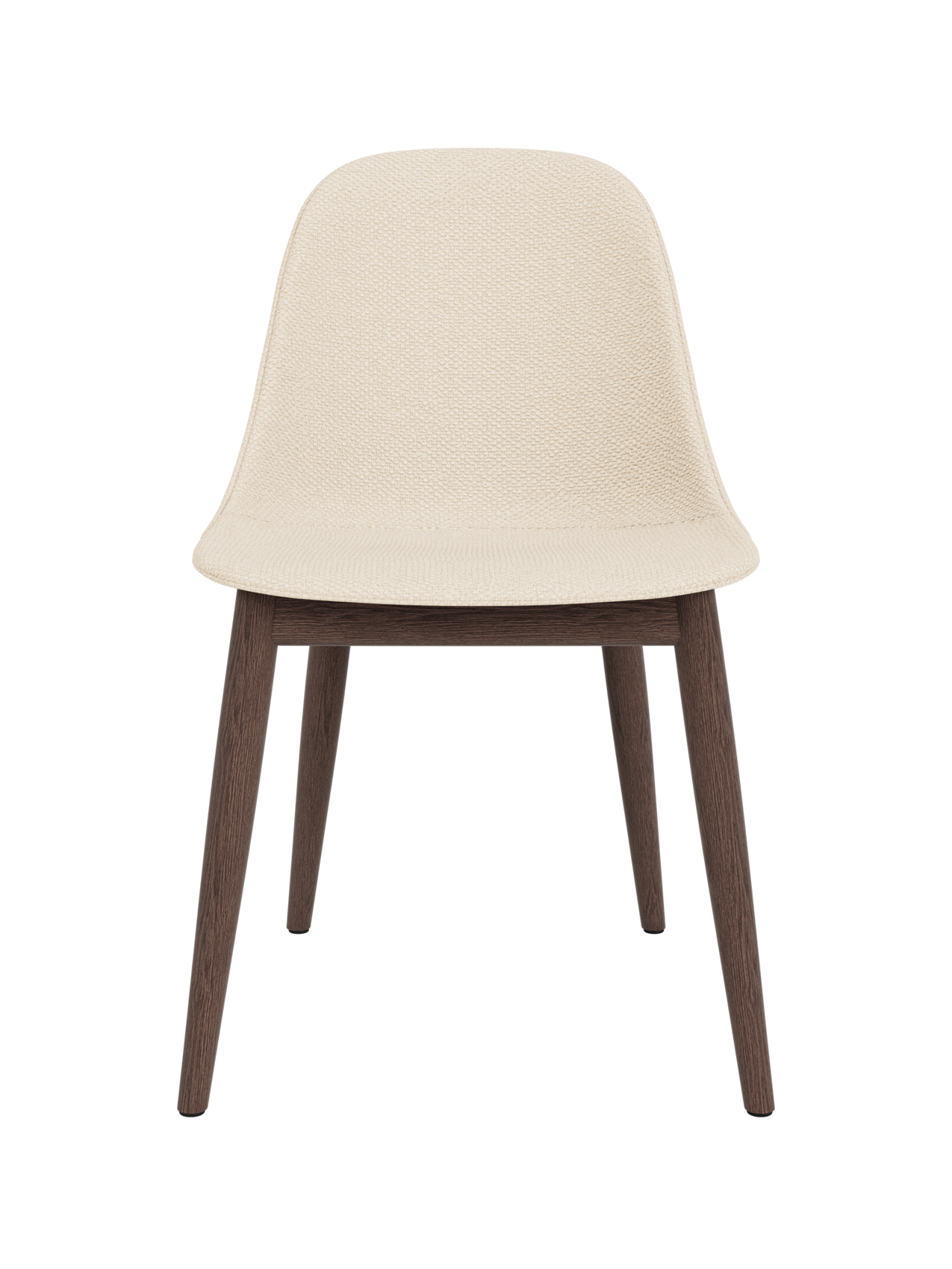 Harbour Side Dining Chair featuring textured Logan Jasmine upholstery and a minimalist dark stained oak wooden base.