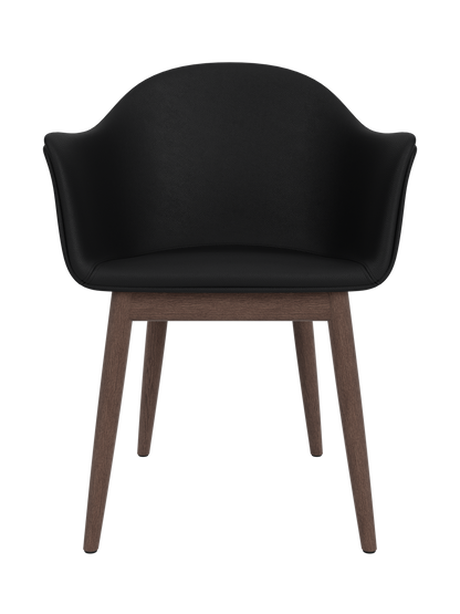 Harbour Dining Chair in black Sierra 1001 upholstery with a dark stained oak wooden base.
