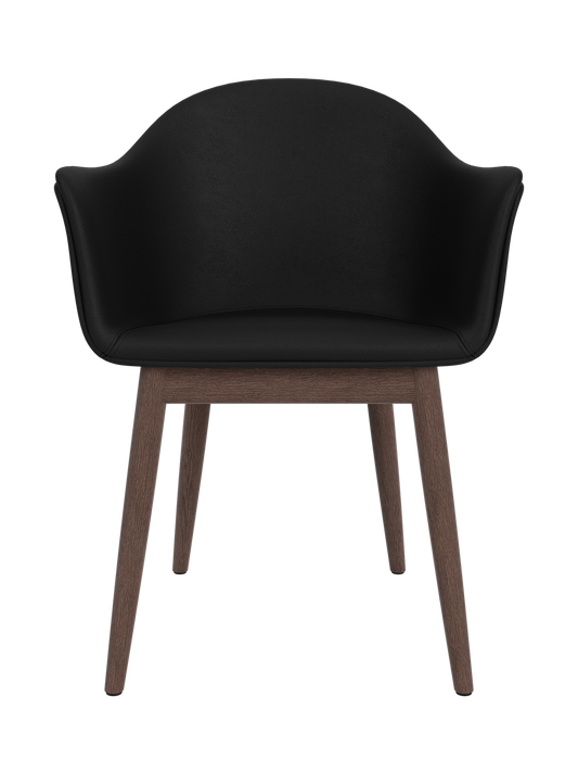 Harbour Dining Chair in black Sierra 1001 upholstery with a dark stained oak wooden base.
